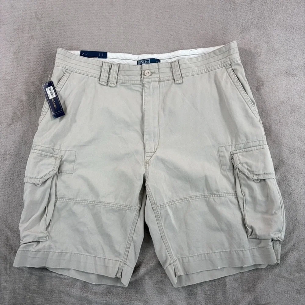 Vintage Polo Ralph Lauren Gellar Fatigue Cargo Shorts in Stone Men 40x10.5 NWT